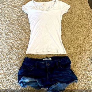 Hollister shorts and white shirt bundle